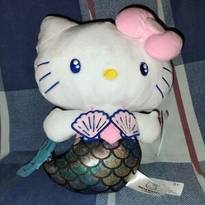 Hello Kitty Mermaid Plush with Pink Bow and Shimmering Tail